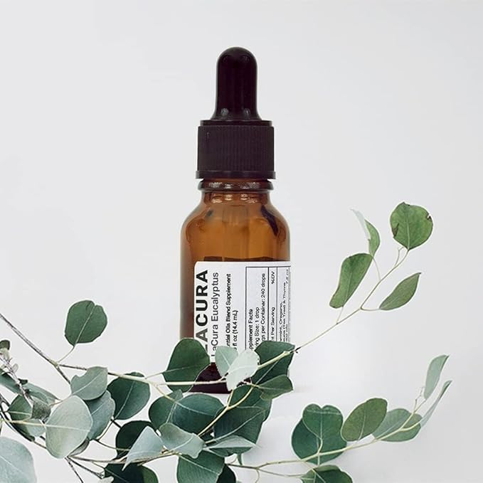 LaCura Pure Eucalyptus Essential – 100% Therapeutic-Grade for Relaxation, Sleep & Skincare 15mL – Organic Eucalyptus Oil for Massage, Skin & Shower Use