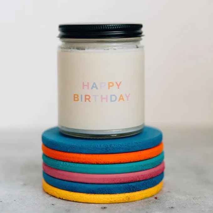 Fontana Candle Co. Celebration Collection, Happy Birthday – 9oz Scented Candle with Beeswax, Coconut Oil & Pure Essential Oils – Wood Wick, Clean Burn – Non-Toxic Candles for Home & Room Décor