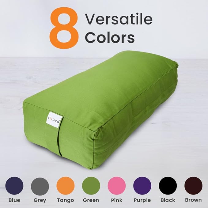 Sol Living Yoga Bolster Pillow Rectangular Meditation Cushion Cotton Meditation Accessories for Restorative Yoga Meditation Pillow Yoga Pillow Firm Body Pillow Bolster Pillow for Legs Removable Cover