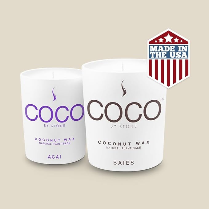 COCO by Stone 6.5oz Candle, Coconut Apricot Wax Candle for Home (Black Currant) Home Fragrance Products, 1 Wick, Enhance Indoor Aroma, Vegan & Cruelty-Free, Clean Burning and Hand Poured