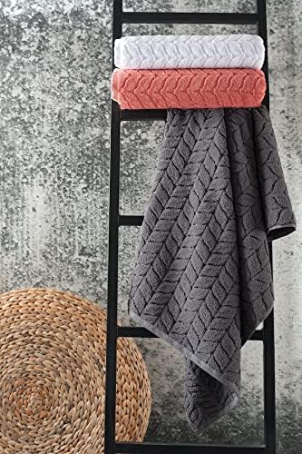 BAGNO MILANO Turkish Bath Towels, Soft Plush Jacquard Luxury Bath Towels, Quick Dry Towel Set (Charcoal, Bath Sheet)