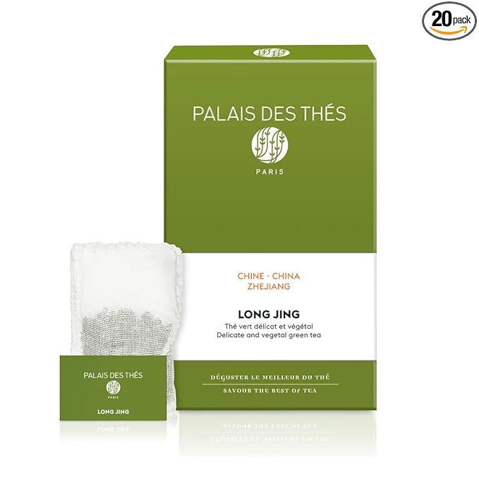 Palais des Thés - Long Jing - Chinese Green Tea - Premium Tea Bags, Serves 20 Cups