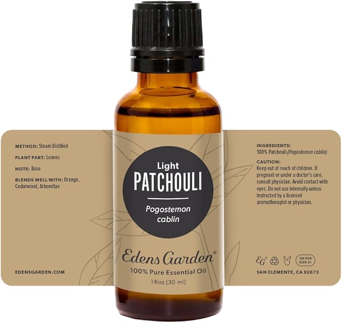 Edens Garden Patchoul- Light Essential Oil- 100% Pure Premium Grade, Undiluted, Natural, Therapeutic, Aromatherapy, The Best for Diffuser, Skin, Face, Hair 30 ml (1 fl oz)