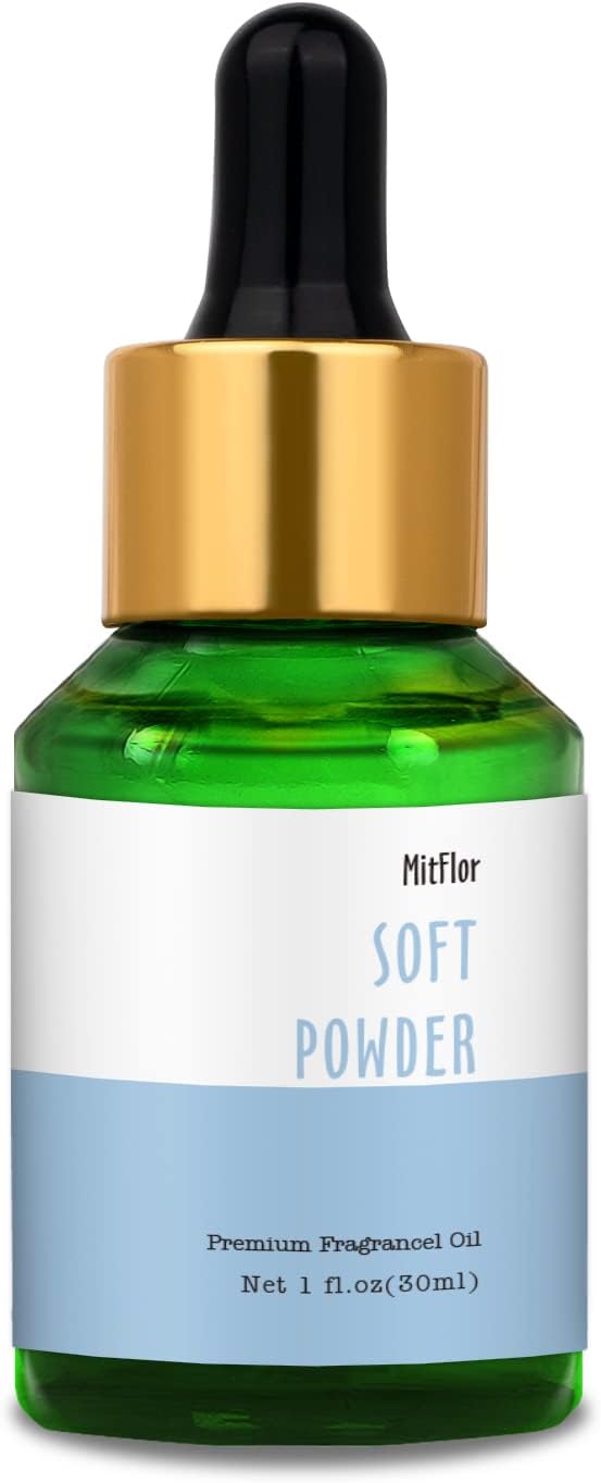 Soft Powder Fragrance Oil, MitFlor Single Scented Oil, Large Size Fragrance Oil for Diffuser, Soap & Candle Making Scent, Aromatherapy Oil, Clean Scent for Home Fragrance, 30ml