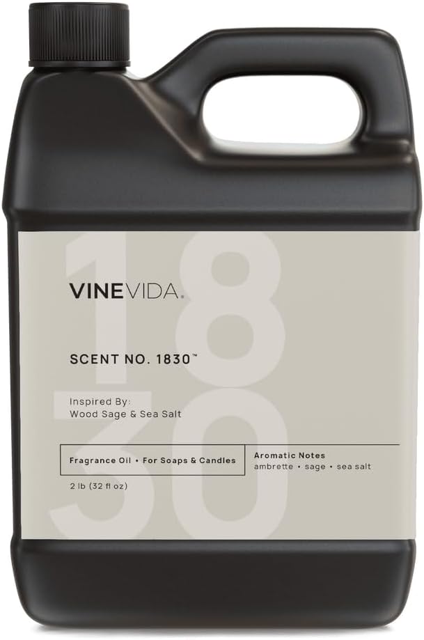 VINEVIDA [32oz] Wood Sage & Sea Salt Fragrance Oil for Candle Making - Natural Candle Oil Scents - Soap Making Essential Oil - Made in USA