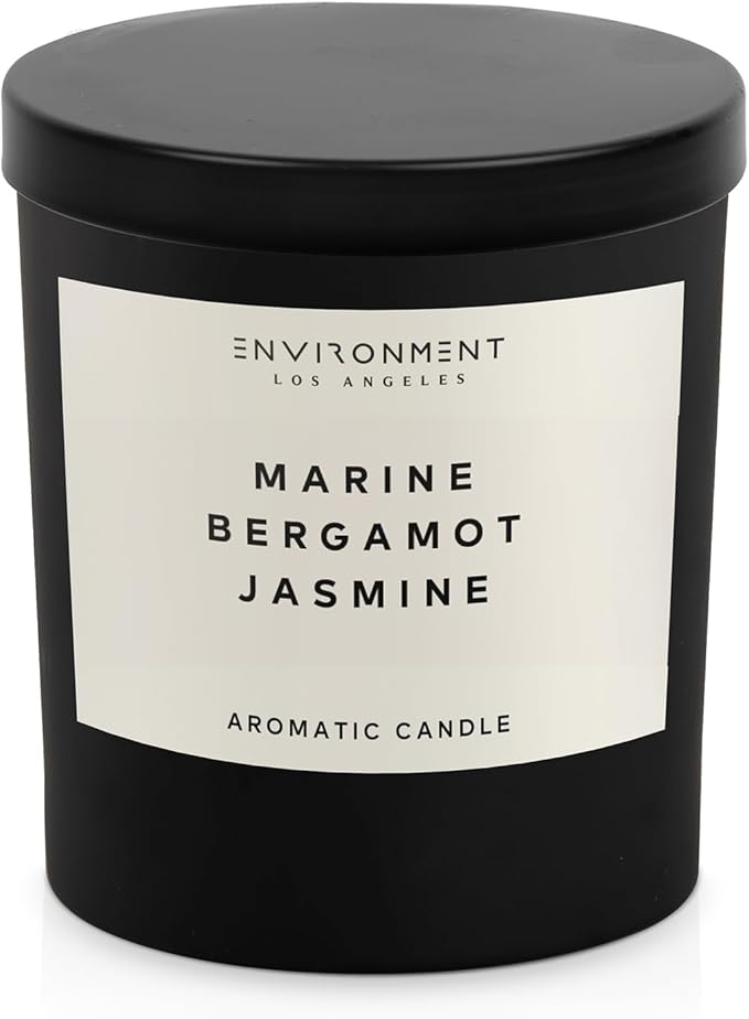 Environment Inspired by 5-Star Resort RC Candle, 8oz Luxury Coconut Apricot Wax Candles for Home (Marine | Bergamot | Jasmine) Home Fragrance Products, 1 Wick Candle, Vegan & Cruelty-Free