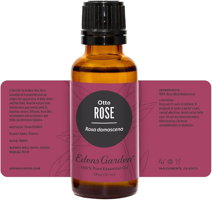 Edens Garden Rose- Otto Essential Oil- 100% Pure Premium Grade, Undiluted, Natural, Therapeutic, Aromatherapy, The Best for Diffuser, Skin, Face, Hair 30 ml (1 fl oz)