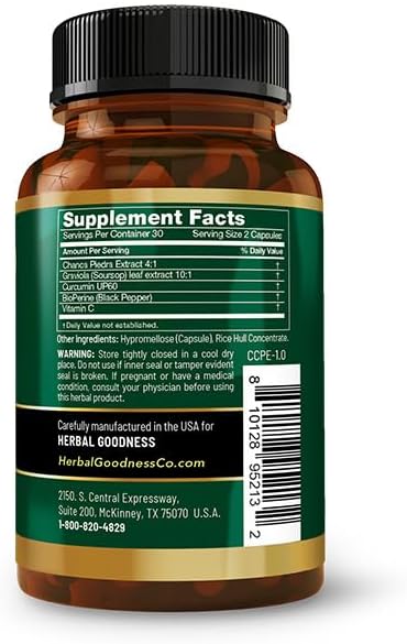 Herbal Goodness Chanca Piedra Capsules 60ct - Chanca Piedra Stone Breaker for Kidney and Gallbladder Health Support - Supports Kidney Function and Gallbladder Wellness - 1 Bottle