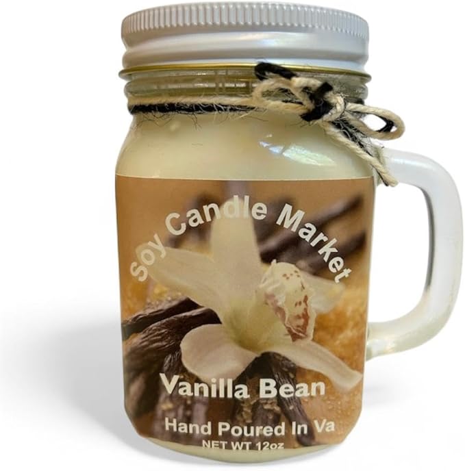 Soy Scented Candles | Handmade & Highly Aromatic Candles Burns Upto 85 Hours in Glass Jar - Perfect for Home Decor, Wedding, Birthday, Dinner (Vanilla Bean, 12 oz)