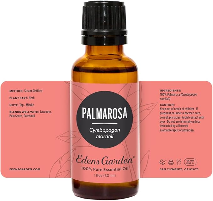 Edens Garden Palmarosa Essential Oil- 100% Pure Premium Grade, Undiluted, Natural, Therapeutic, Aromatherapy, The Best for Diffuser, Skin, Candle, Laundry 30 ml (1 fl oz)