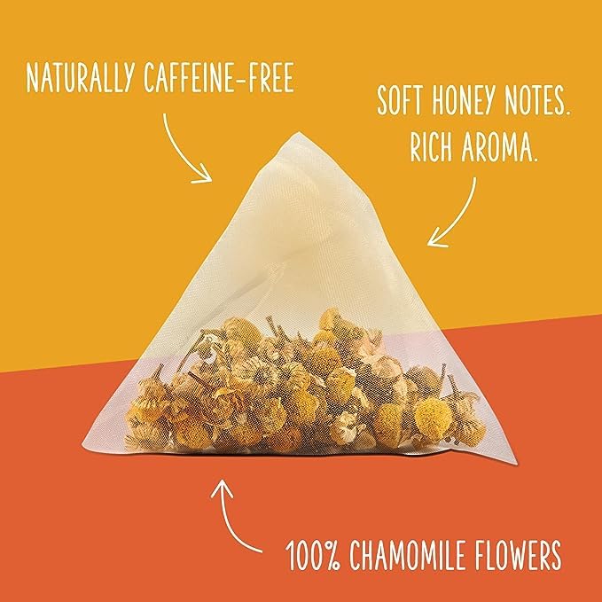 Two Leaves and a Bud Organic Chamomile Tea Bags, Naturally Caffeine Free, Whole Leaf Herbal Chamomile Tea in Compostable Sachets, 100 Count (Pack of 1)