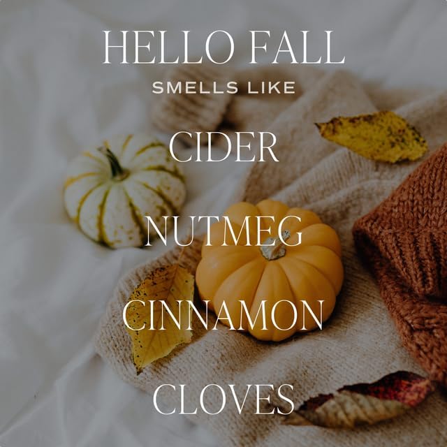 Sweet Water Decor Hello Fall Candle, Autumn Scented Notes of Cider, Cinnamon Cloves, & Nutmeg, 40+ Hour Burn Time, Non-Toxic Soy Wax Blend, Poured in The USA, Cotton Wick, 9oz Glass Jar with Gold Lid