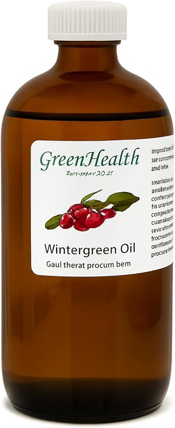 Wintergreen Essential Oil - 16 fl oz (473 ml) Amber Glass Bottle w/Child Resistant Cap - 100% Pure Essential Oil - GreenHealth