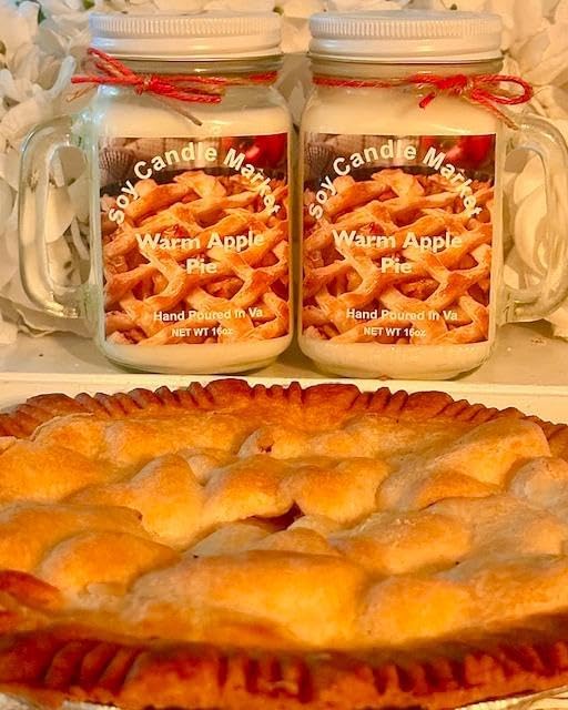 Soy Scented Candles | Handmade & Highly Aromatic Candles Burns Upto 85 Hours in Glass Jar - Perfect for Home Decor, Wedding, Birthday, Dinner (Warm Apple Pie, 16 oz)