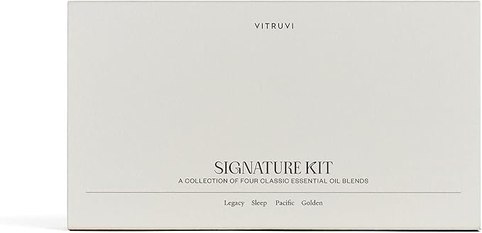 Vitruvi Signature Blend Essential Oils Kit | Floral, Citrus, Herbal, and Woodsy Aromas | 100% Pure Essential Oil Set, Essential Oils for Diffusers Aromatherapy 4x5 ml (0.17 fl. oz.)