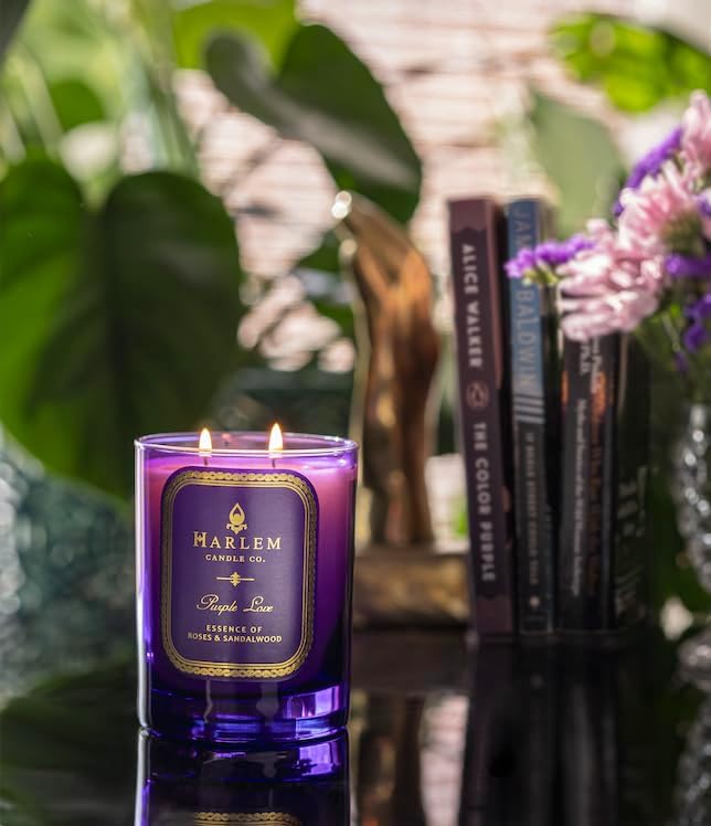 HARLEM CANDLE CO. Purple Love - Luxury Scented Soy Candle, 11 oz - 80-Hour Burn Time | Rose, Sandalwood, Apple and Clove | Scented Candles for Home