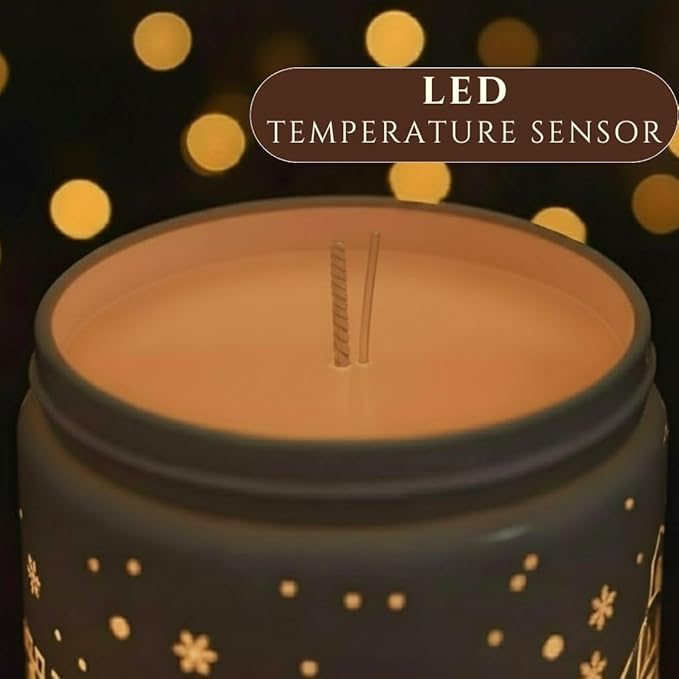 Sandalwood Scented Candle (White Jar), 40-Hour Burn, Dual Light Glow, Premium Soy Wax, Aromatherapy Candle for Bedroom & Bathroom, Cozy Holiday Gift Candle – 7oz (200g)