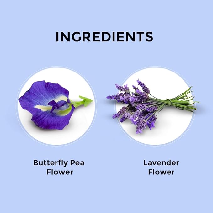 BLUE TEA - Butterfly Pea Flower Tea - Lavender - 10 Count - Pyramid Plant Based Tea Bag | CALMING AND RELAXING | Caffeine Free - Detox Tea - Flower Based - Non-Bitter | Zipper Pack
