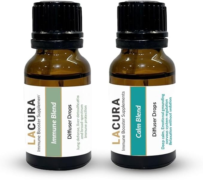 Lacura Immune & Calm Essential Oil Blend Bundle – Immune Blend 15ml + Calm Blend 15ml – Aromatic & Topical Use