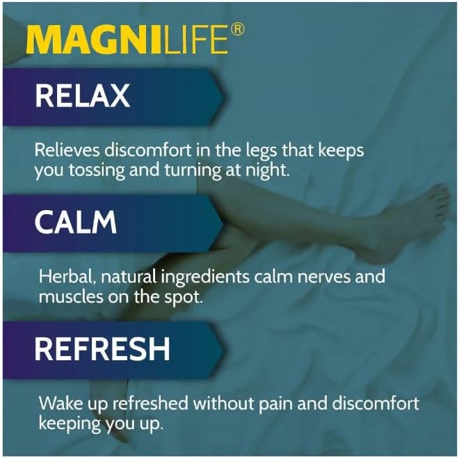 MagniLife Relaxing Leg Cream PM, Restless Legs, Deep Penetrating Topical for Pain, Naturally Soothe Cramping, Discomfort, and Tossing with Lavender and Magnesium (2 Pack-4oz Jars)