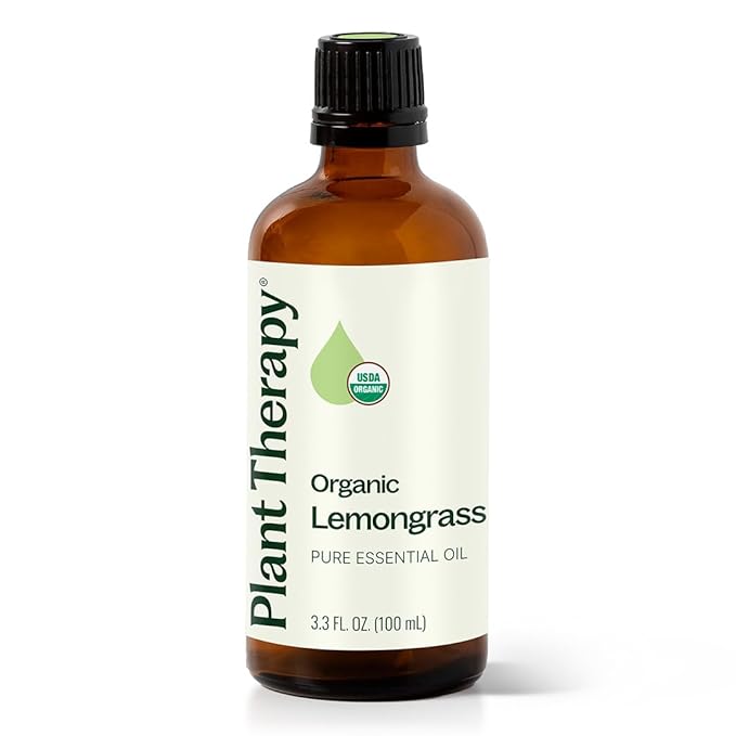 Plant Therapy Organic Lemongrass Essential Oil 100% Pure, USDA Certified Organic, Undiluted, Natural Aromatherapy, Therapeutic Grade 100 mL (3.3 oz)