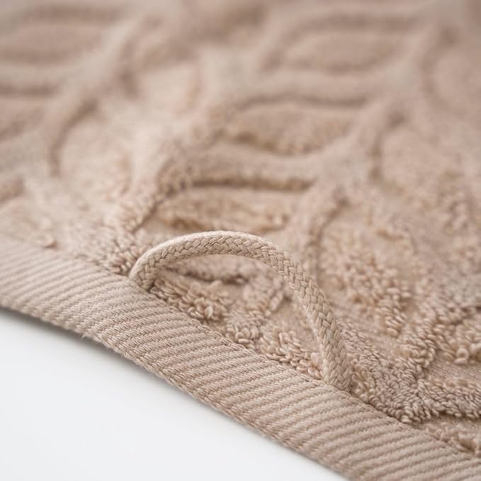 BAGNO MILANO Turkish Bath Towels, Soft Plush Jacquard Luxury Bath Towels, Quick Dry Towel Set (Latte, Bath Sheet)