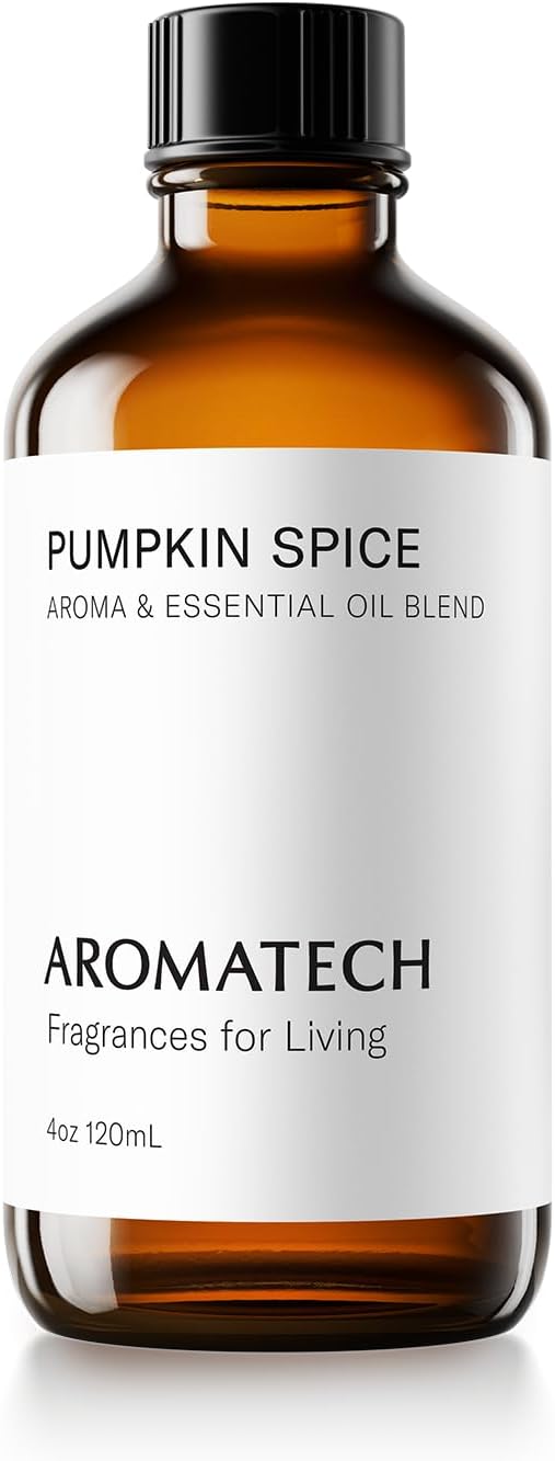 AromaTech Pumpkin Spice Aroma Essential Oil Blend: Luxury Hotel Inspired Aromatherapy with Pumpkin, Cinnamon & Vanilla Cream for Ultrasonic Diffusers & Nebulizers - 4 fl oz, 120 mL
