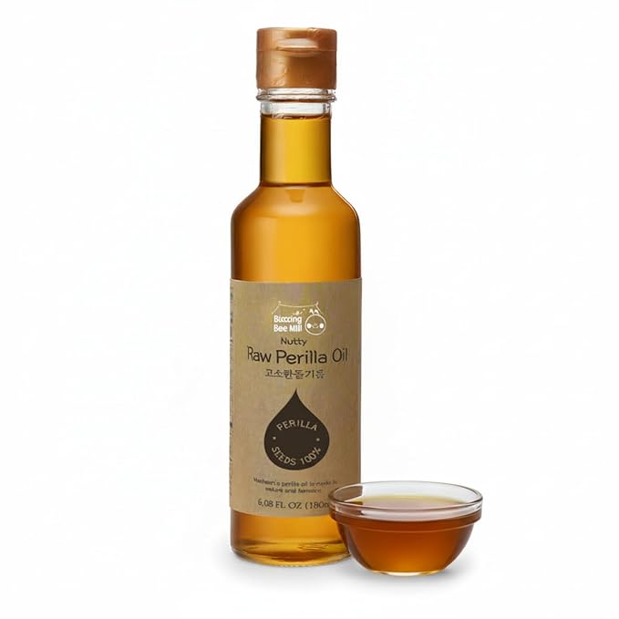 Korean Food Nutty Perilla Oil 6.1 fl oz (180 ml) – 100% Korean Perilla Seeds, Lightly Roasted for Rich, Toasted Flavor