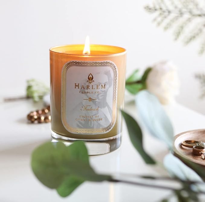 HARLEM CANDLE CO. Frederick - Luxury Scented Soy Candle, 11 oz - 80-Hour Burn Time | Bergamot, Yuzu, Cardamom, Suede, Sandalwood | Scented Candles for Home