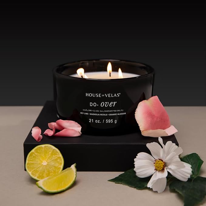 Burnable Sensations Candle, 21 oz, 4 Cotton Wicks, Do-Over - Citrus Woods, Large Painted Jar