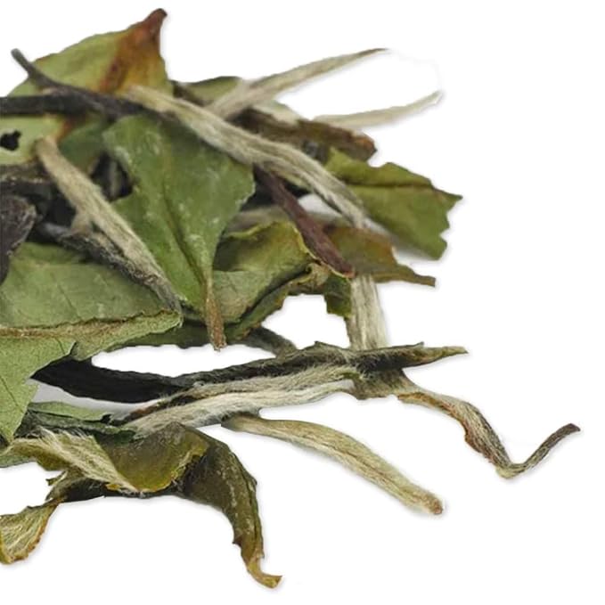 TIAN HU SHAN Premium White Tea Loose Leaf, Original Bai Mu Dan with a Light & Fresh Delicate Flavor, Low Caffeine, Hot & Cold Brew 4 Ounce (Pack of 1)