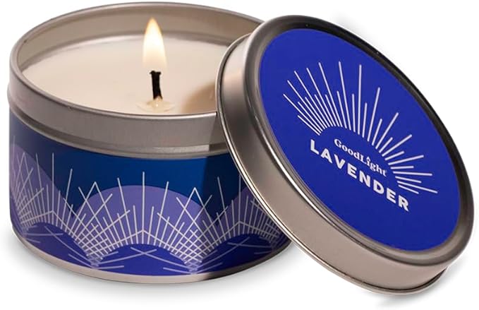 GoodLight Paraffin-Free Scented Candle, Clean Burning Non-Toxic Tin Candles, Lavender Essential Oil Scented Travel Candle 6oz