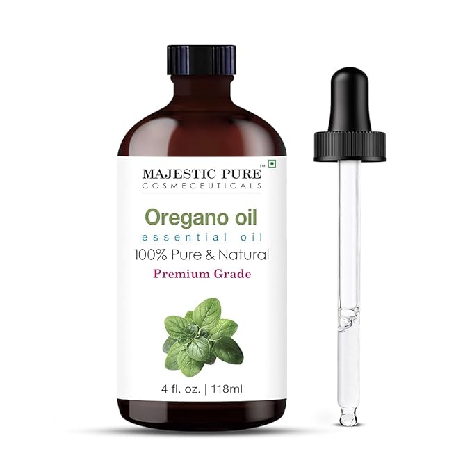 Majestic Pure Essential Oil with Glass Dropper - 100% Pure and Natural - Essential Oils for Diffuser, Aromatherapy, Soap and Candle Making, Oregano Essential Oil, Oregano Oil, 4 Fl Oz