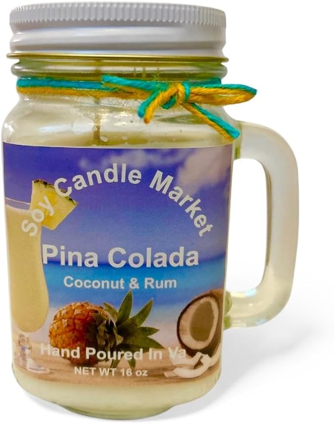 Soy Scented Candles | Handmade & Highly Aromatic Candles Burns Upto 85 Hours in Glass Jar - Perfect for Home Decor, Wedding, Birthday, Dinner (Pina Colada, 16 oz)