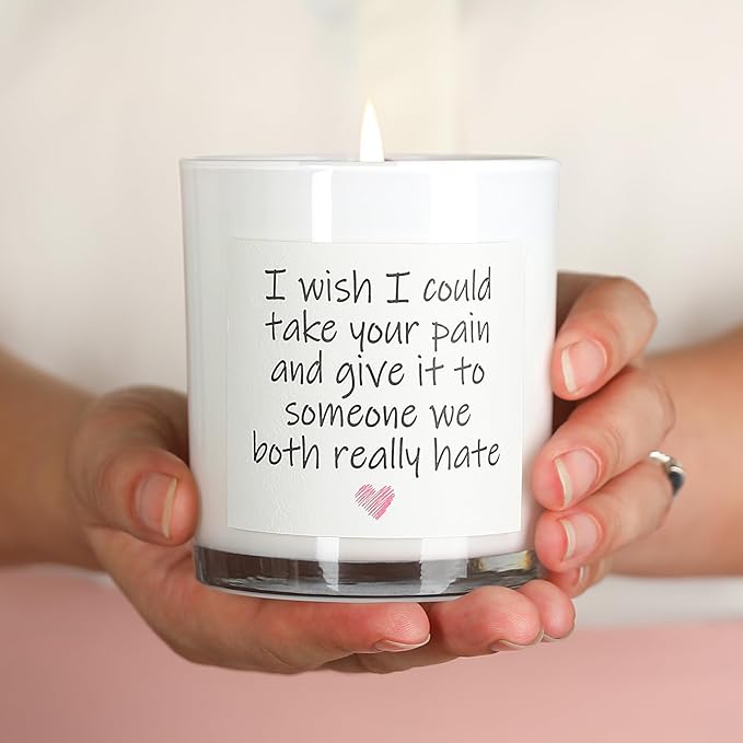 Get Well Candle with Healing Crystals - Get Well Gifts for Women After Surgery, Humor Surgery Recovery Gifts for Women, Get Well Soon Gifts, Lavender Scented Candle, 10 oz, White