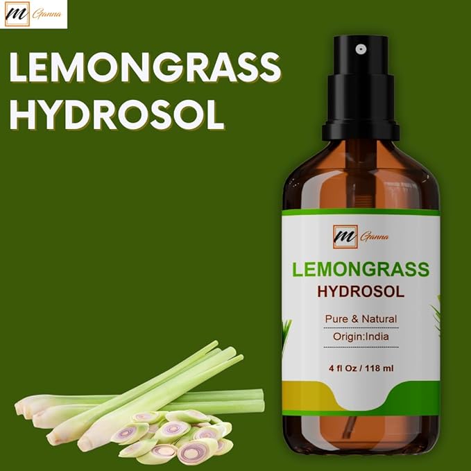 Lemongrass Hydrosol – 4 fl oz / 118 ml | Aromatic Mist for Skin Care, Toning, and Refreshing
