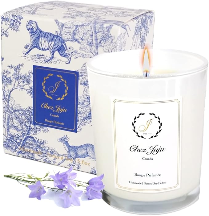 Natural Soy Wax Candle | Wild Bluebell & Musk | Luxurious Scented Candle Fragrance Aromatherapy | Clean Burning | Handcrafted | Plant-Based Vegan Eco Friendly | Pure Fine Essential Oils