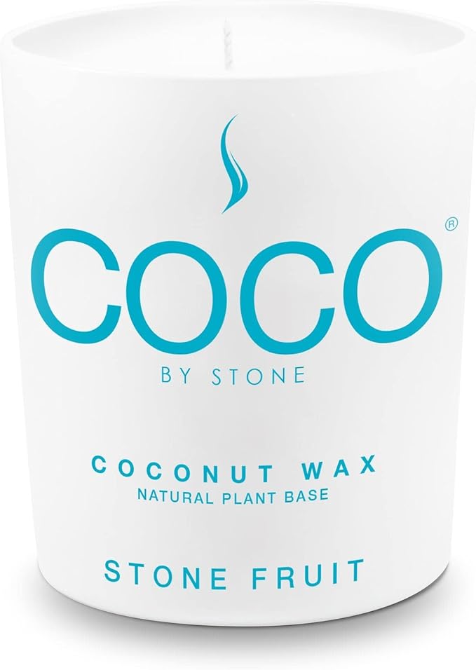 COCO by Stone 11oz Candle, Coconut Apricot Wax for Home (Stone Fruit) Home Fragrance Products, 1 Wick, Enhance Indoor Aroma, Vegan & Cruelty-Free, Clean Burning and Hand Poured Candle