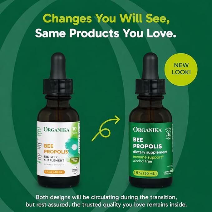 Organika Bee Propolis Tincture 1 oz: Vegan Propolis Extract - Throat and Breathing - Free of Gluten, GMO, & Artificial Flavors - 10 Day Prop Drops Supply