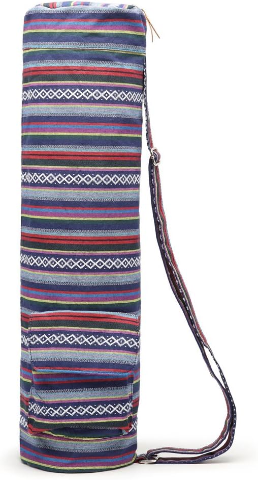 ELENTURE Canvas Yoga Mat Bag with Adjustable Strap & Pockets, Full-Zip Travel Gym Tote for Women & Men, Fits 1/4" & 1/3" Thick Mats, Lightweight Carrier for Yoga, Workout, Outdoor Use