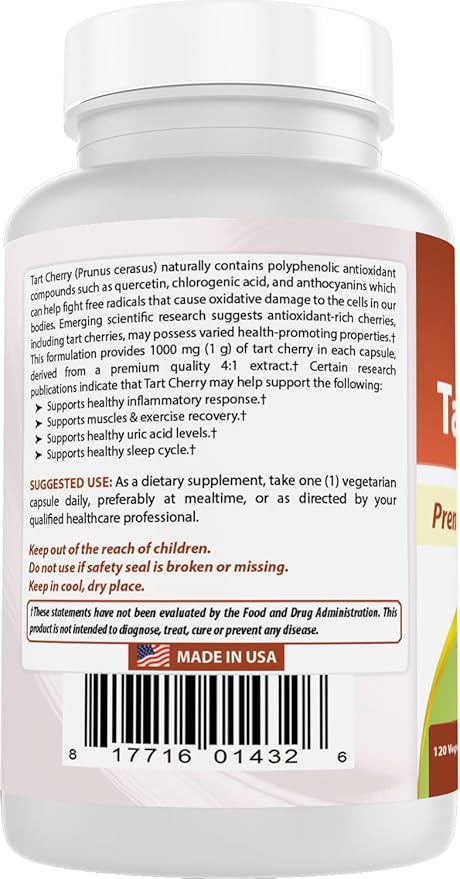 Best Naturals Tart Cherry Extract 1000 mg 120 Capsules (120 Count (Pack of 2))