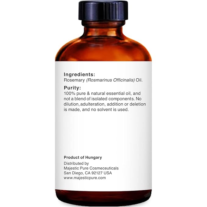 Majestic Pure Essential Oil with Glass Dropper - 100% Pure and Natural - Essential Oils for Diffuser, Aromatherapy, Soap and Candle Making, Rosemary Essential Oil, Rosemary Oil, 1 Fl Oz