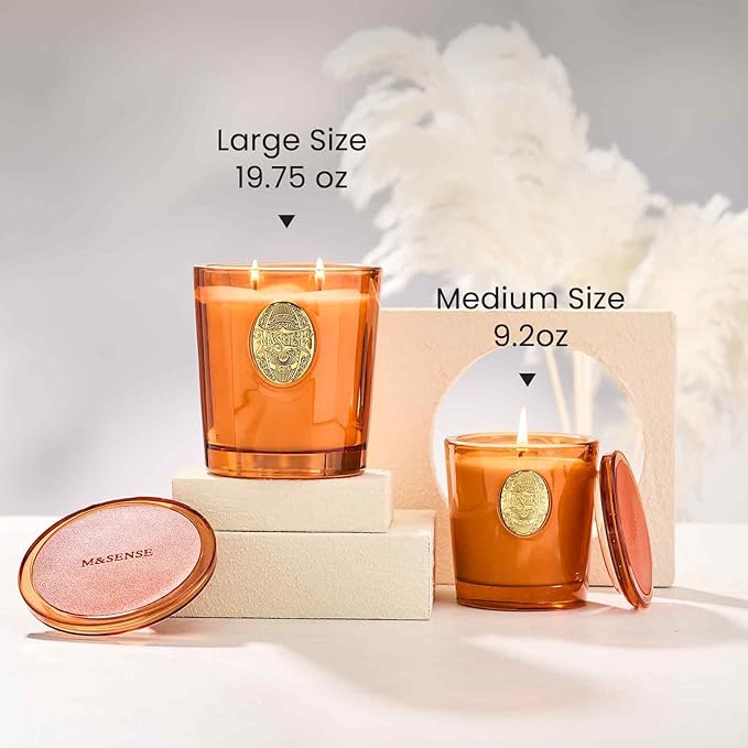 M&SENSE Natural Soy Candle | Noir Air& Neon Orange | 9.2 oz, 50H Burn Time | Luxury Scented Candle for Relaxation, Gifting, Home Décor | Ideal for Bedroom, Office, Party Ambiance