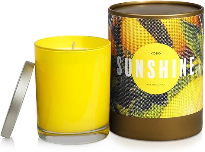 KOBO Sunshine Scented Candle for Home (11 oz) – 100% Pure Soy Candle – 80-Hour Long-Lasting, Clean Burn Time – All Natural, Vegan, Non-GMO