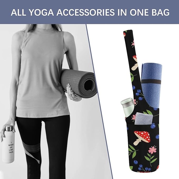 Aiyoolee Women's Portable Yoga Mat Bag Single Shoulder Carrier with Pocket for Gym Yoga Workout Travel