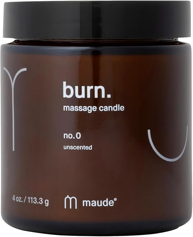Maude Burn No. 0 - Unscented Jojoba Oil Massage Candle with Hydrating, Skin-Softening Soybean Oil - Paraben, Cruelty + Phthalate-Free Massage Oil Candle - Home + Self Care Gifts for Women & Men (4 oz)