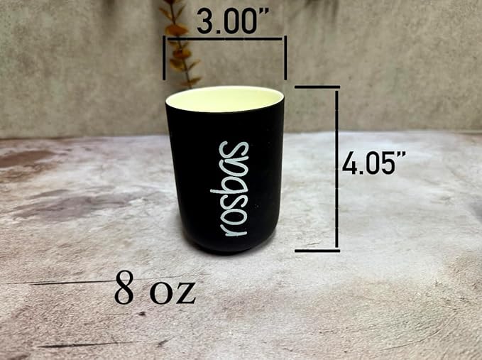 Rosbas Candle, Green Tea & Lemongrass Scented, Natural Soy Wax, Black Ceramic Jar, 8 oz, Cotton Wick, Gift Box, Long Burn Time, Home, Non-Toxic,Handmade in USA