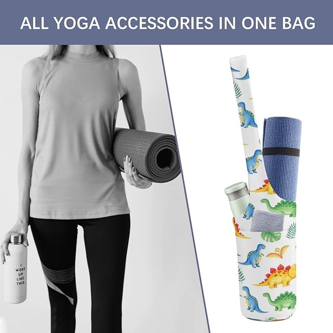 Meaudiwes Stylish Yoga Mat Bag for Women Exercise Mat Holder with Shoulder Strap Yoga Mats Totes Sports Storage Bag