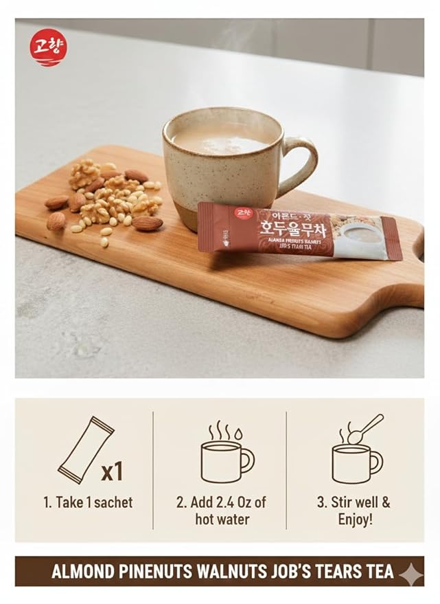 Korean Kudzu (Arrowroot) Tea Mix 칡차 Traditional Herbal Drink Powder with Kudzu Root | Instant Stick Packs, Easy to Brew | Naturally Caffeine-Free | DAHLORE (Yulmu (Job’s Tears))