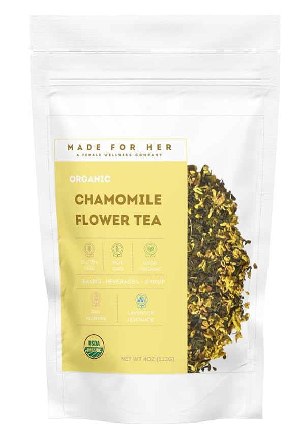 Organic Chamomile Tea Loose Leaf – Calming Sleepy Time Drink for Relaxation & Stress Relief | Herbal Manzanilla Bedtime Tea | Caffeine-Free Digestive Tea | Soothing Night Time Tea Gifts